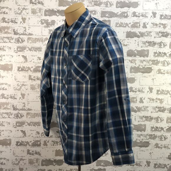 Magellan Mens M Shirt Adventure Gear Mag Release Loose Blue/WH Plaid Outdoors - Picture 3 of 8